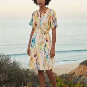 Poetry PRINTED WRAP-OVER DRESS Multicolor 100% linen